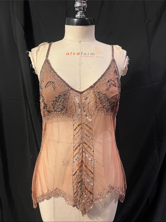 Tops - Beaded Sheer Peach Camisole Top